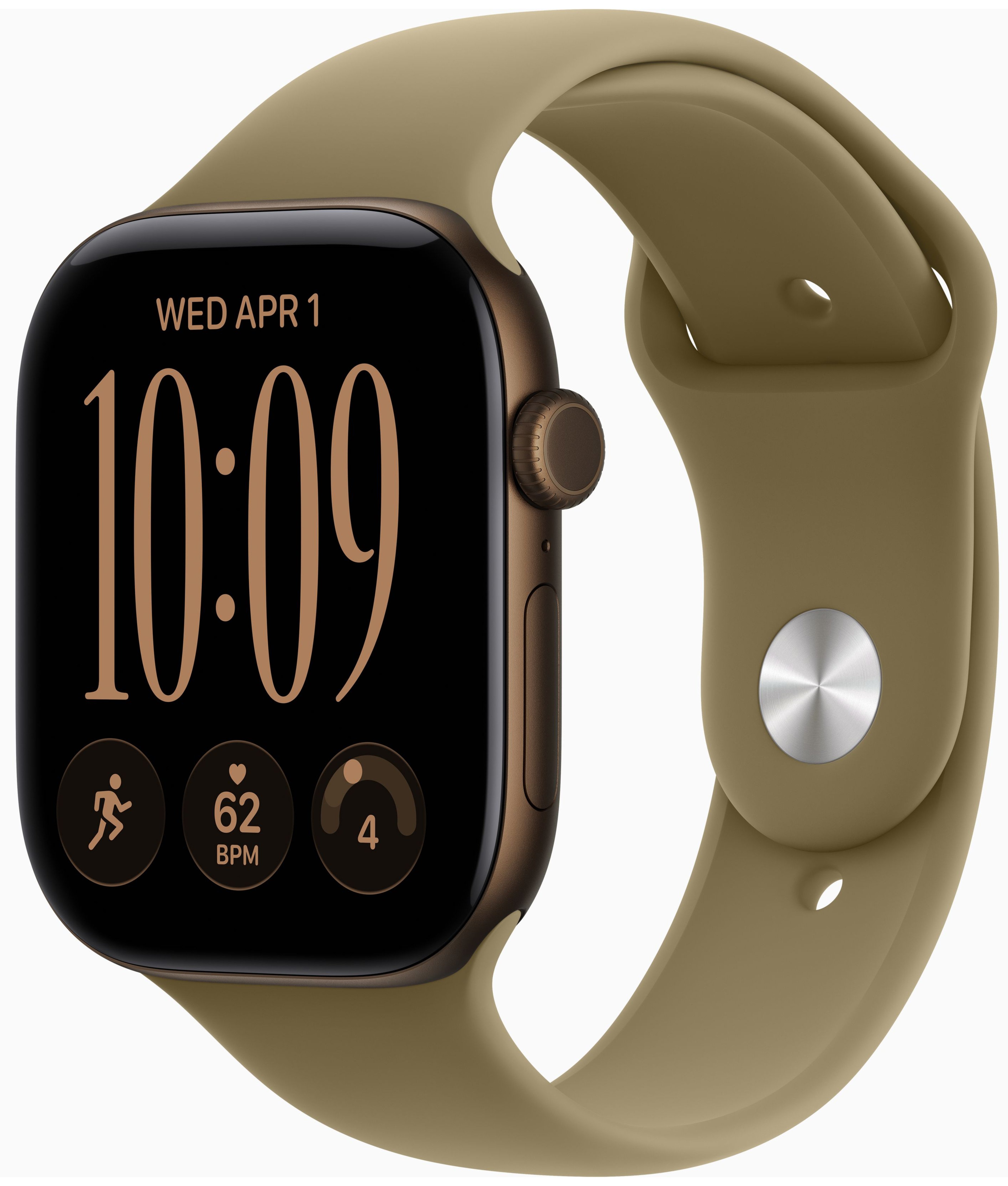 Apple Watch Series 12 GPS + Cellular 46mm Dark Bronze Aluminum Case with Olive Sport Band - S/M | Smartwatch