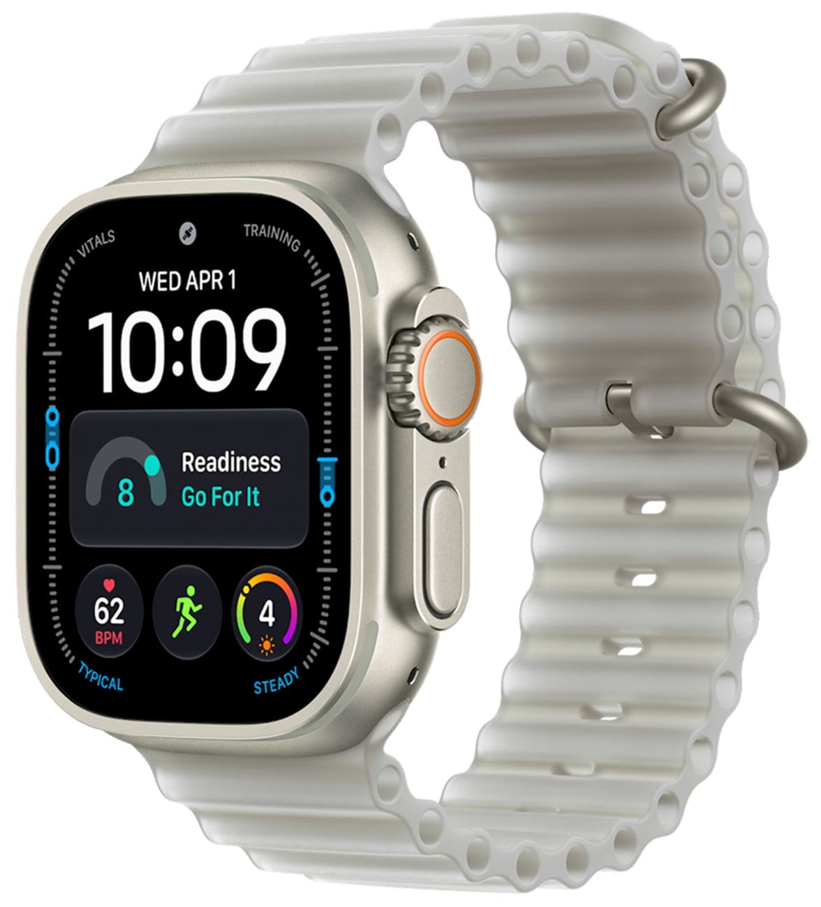 Apple Watch Ultra 4 49mm in Apple Watch Ultra 4 GPS + Cellular 49mm Natural Titanium Case With Translucent Gray Ocean Band | Smartwatch