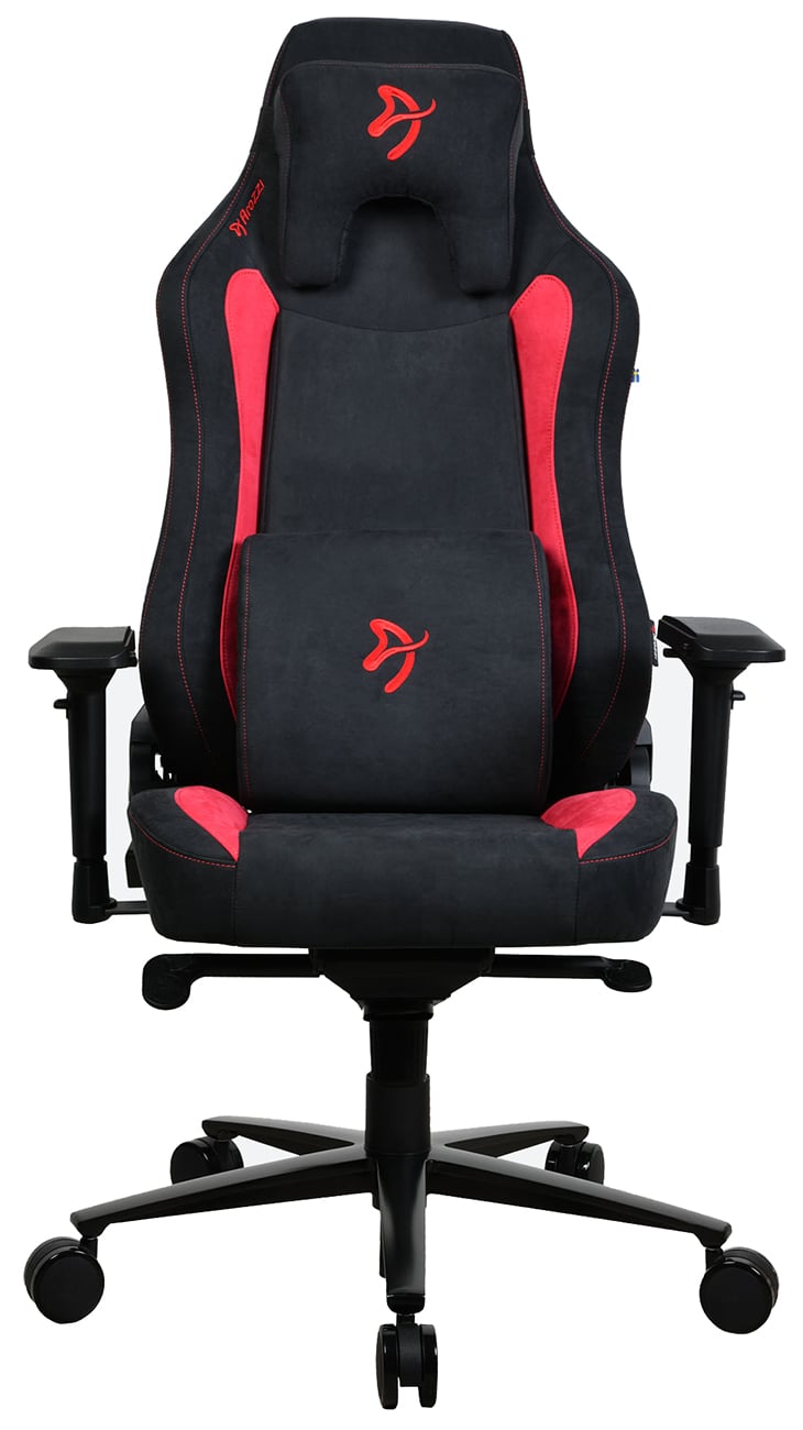 Arozzi Vernazza Supersoft Fabric Ergonomic Swivel Racing Gaming Chair, Black/Red (VERNAZZA-SPSF-RED) | Quill