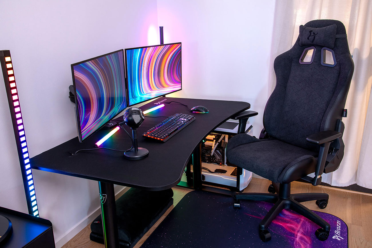 Arozzi Arena Medium Computer Desk Pure Black ARENA-MEDIUM-PBK