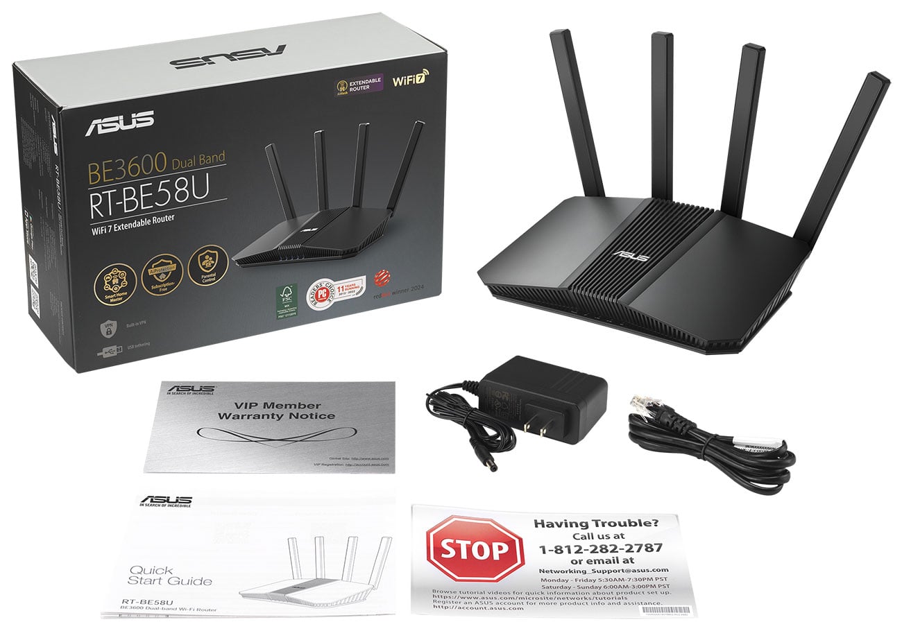 ASUS Dual-band WiFi 7 Ethernet Wireless Router - RT-BE58U