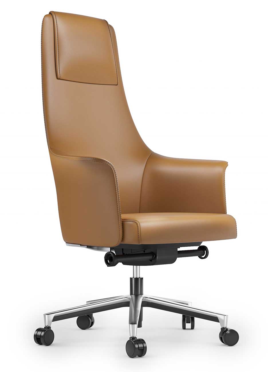 Bolo Brown Leather Adjustable Swivel Executive Desk Chair