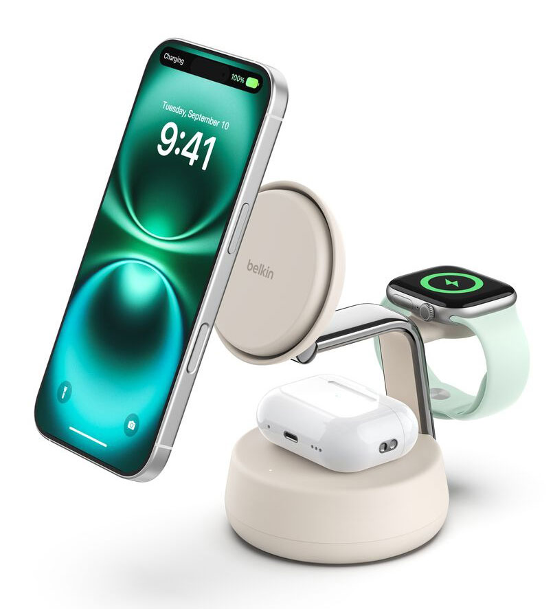 Belkin UltraCharge Pro 3-in-1 Magnetic Charger with Qi2 25W In Tan