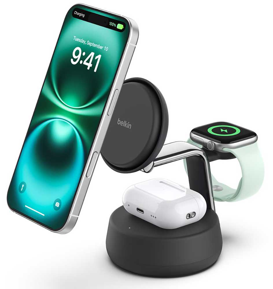 哲平様Belkin 3in1 wireless charging WIZ009 3-in-1 Wireless MagSafe Charger for iPhone 13 | Belkin