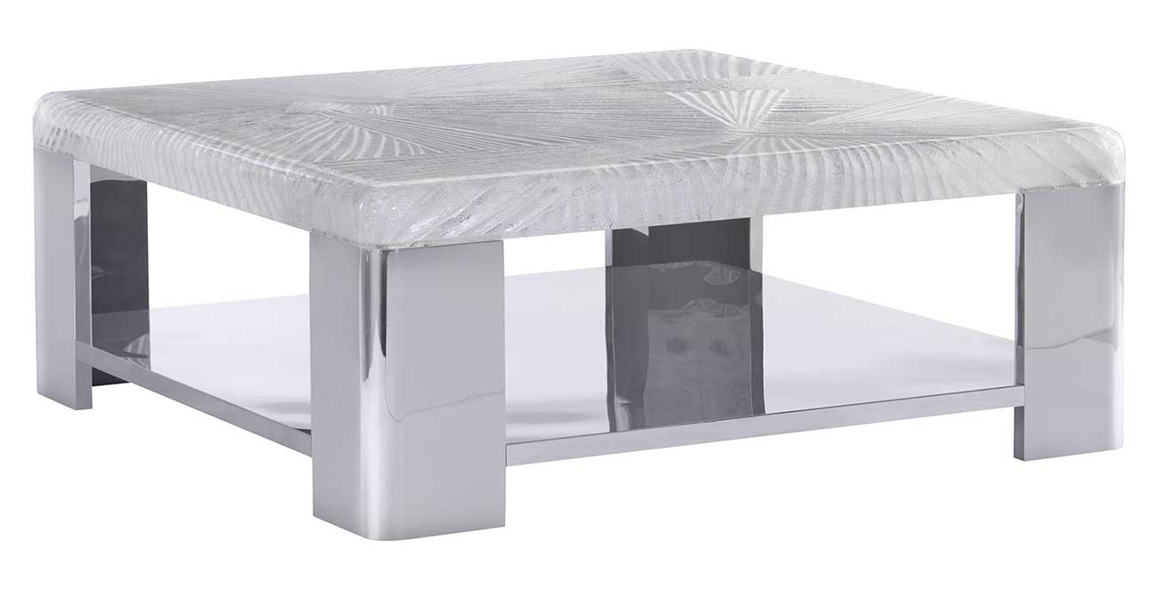 Bernhardt Aura Cocktail Table in Polished Stainless Steel
