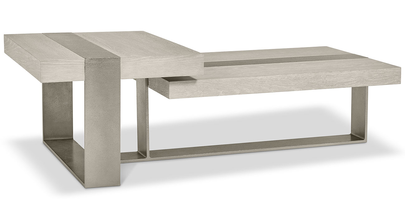 Bernhardt Tempo Cocktail Table in Larza | Satin Nickel