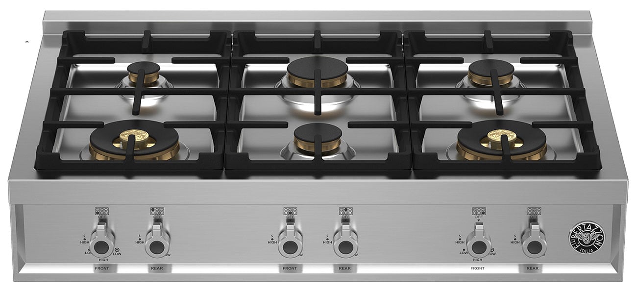 Bertazzoni Professional Series 36" Stainless Steel Gas Rangetop With 6 Brass Burners