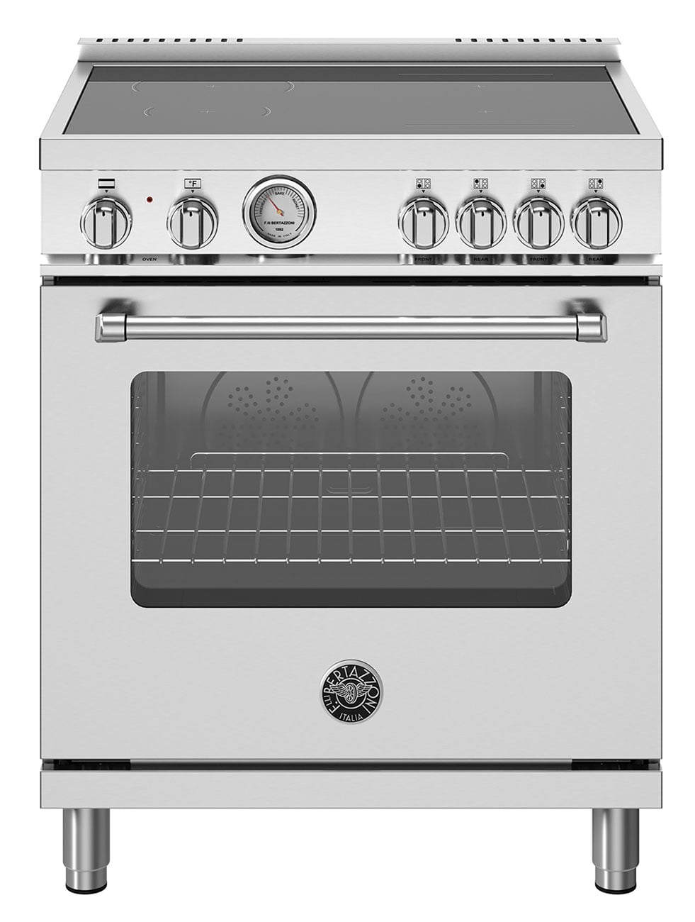 Bertazzoni Master Series 30 In. Induction Range, 4 Heating Zones, Electric Oven in Stainless Steel