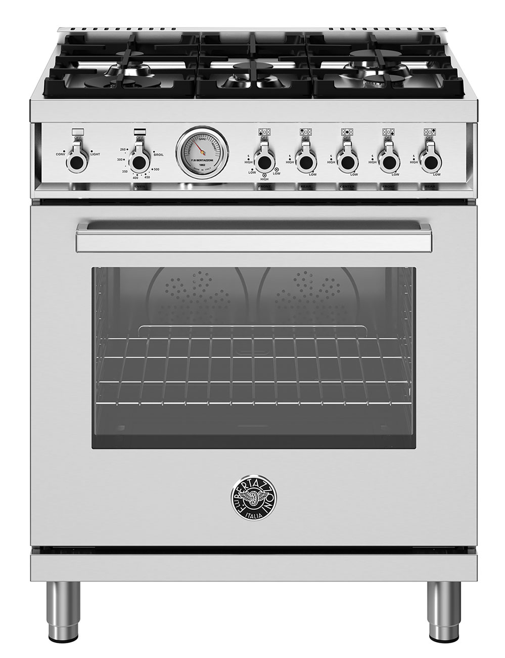 Bertazzoni Professional Series 30 In. All Gas Range, 5 Burners in Stainless Steel