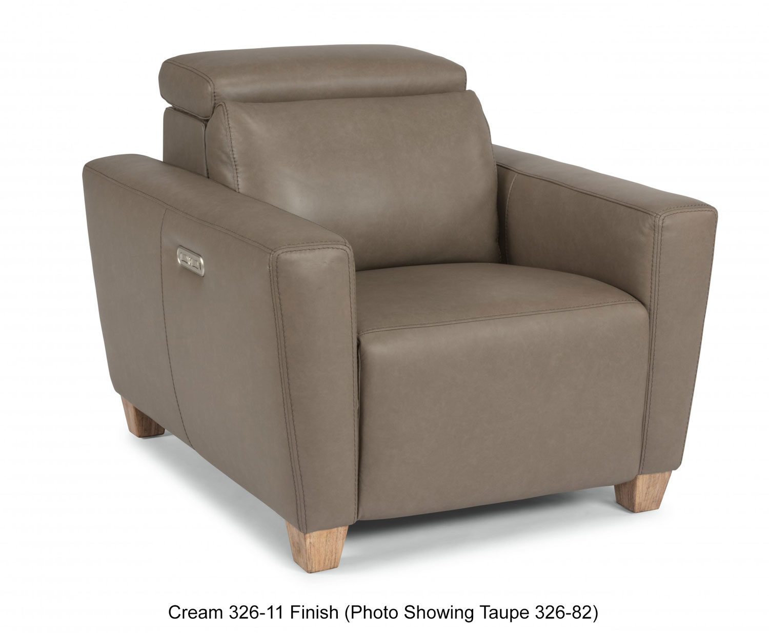 Flexsteel Astra Cream Leather Power Recliner With Power Headrest