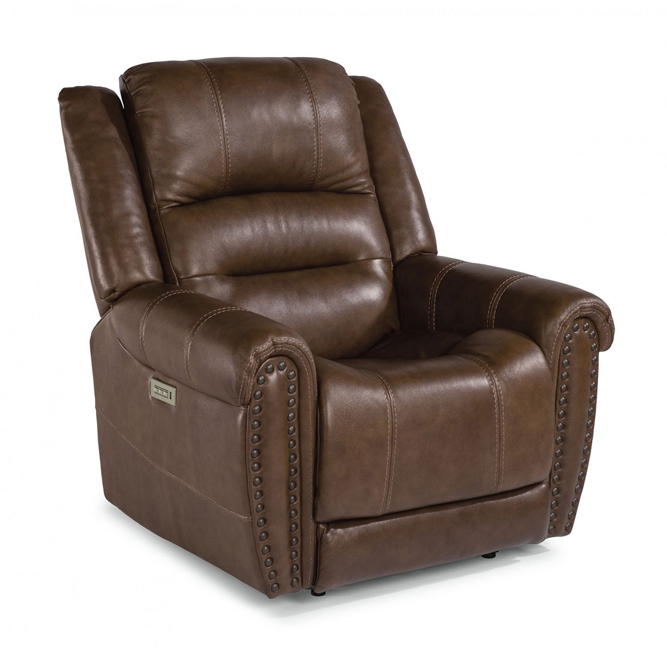 Flexsteel Oscar Leather Power Recliner With Power Headrest & Lumbar