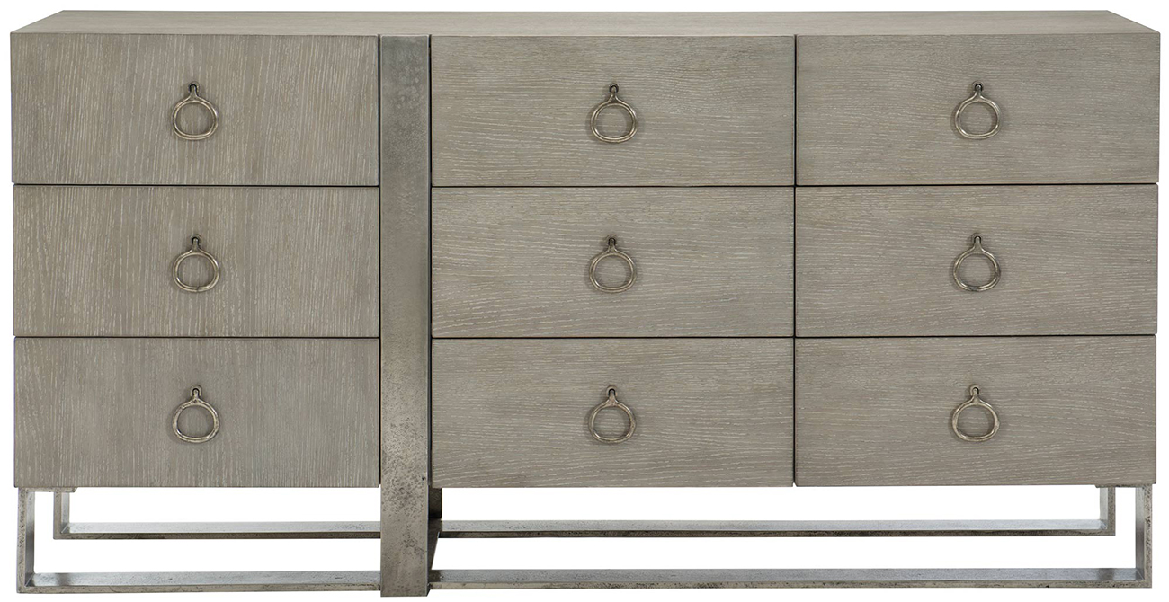 Bernhardt Linea Cerused Greige 9 Drawer Dresser