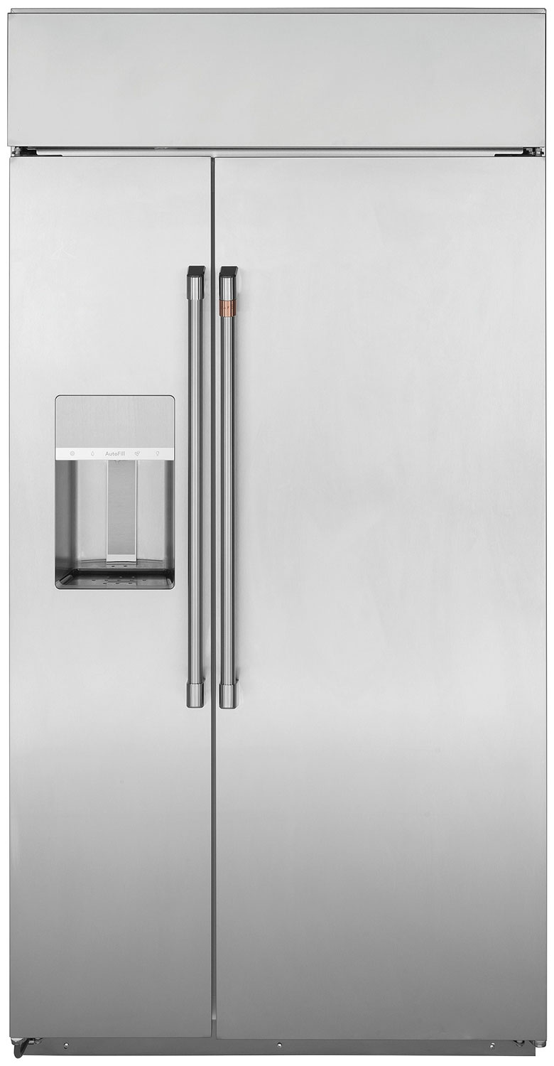 Cafe 28.7 Cu. Ft. Smart Built-In Side-By-Side Refrigerator With Dispenser 48-Inch Wide in Stainless Steel