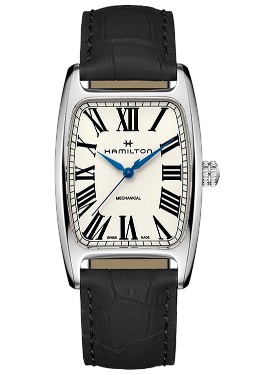 Hamilton American Classic Boulton Mechanical White Dial Black Calf Leather Strap Watch, 34.8 x 38mm