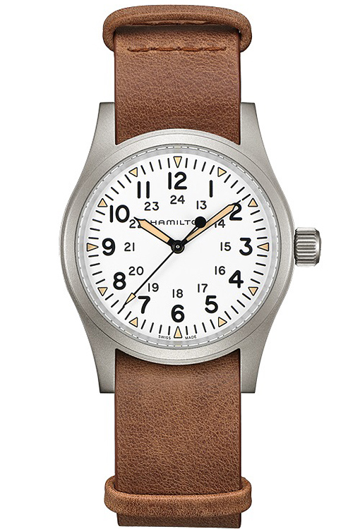 Hamilton Khaki Field Mechanical White Dial Brown Leather Watch 38mm 695$