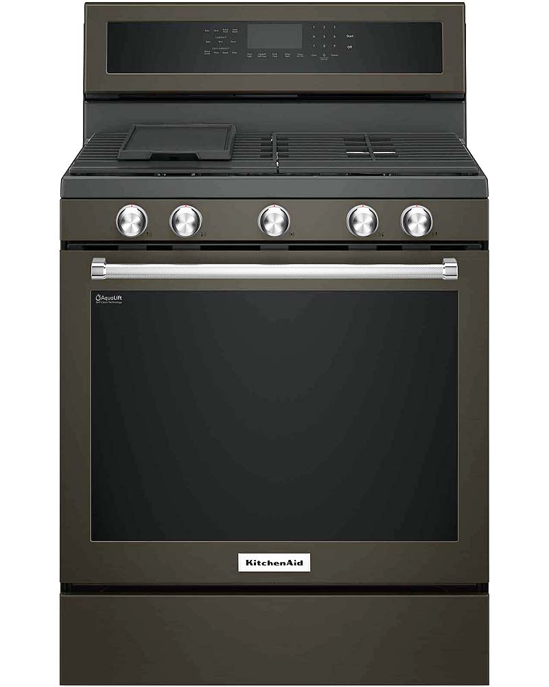 KitchenAid 30" Black Stainless Gas Range KFGG500EBS