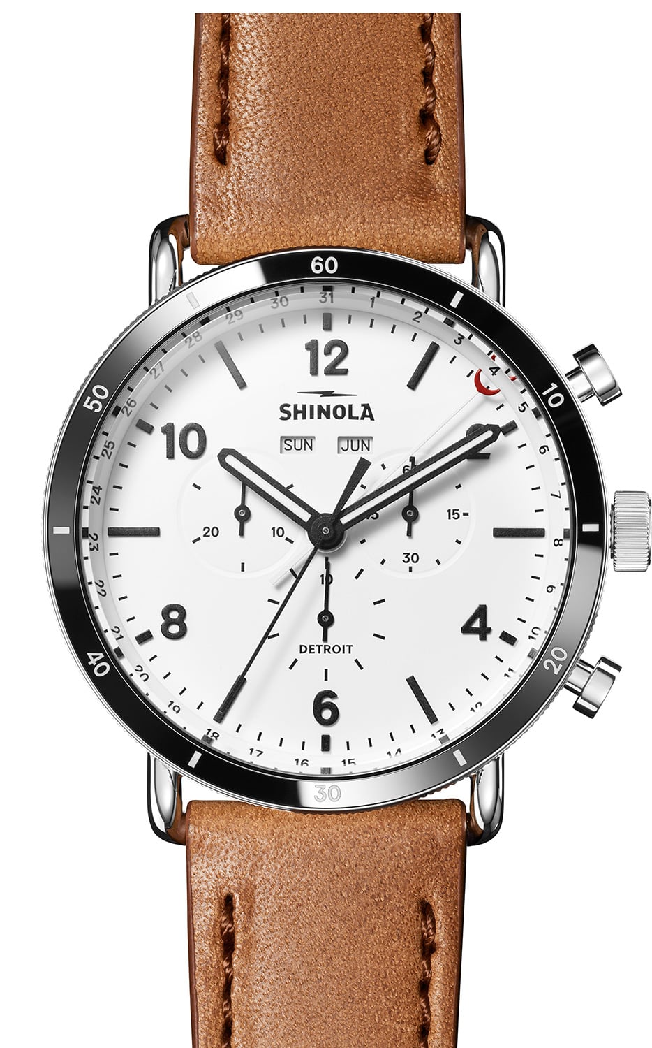 Shinola The Canfield Sport White Dial Bourbon Leather Watch, 45mm