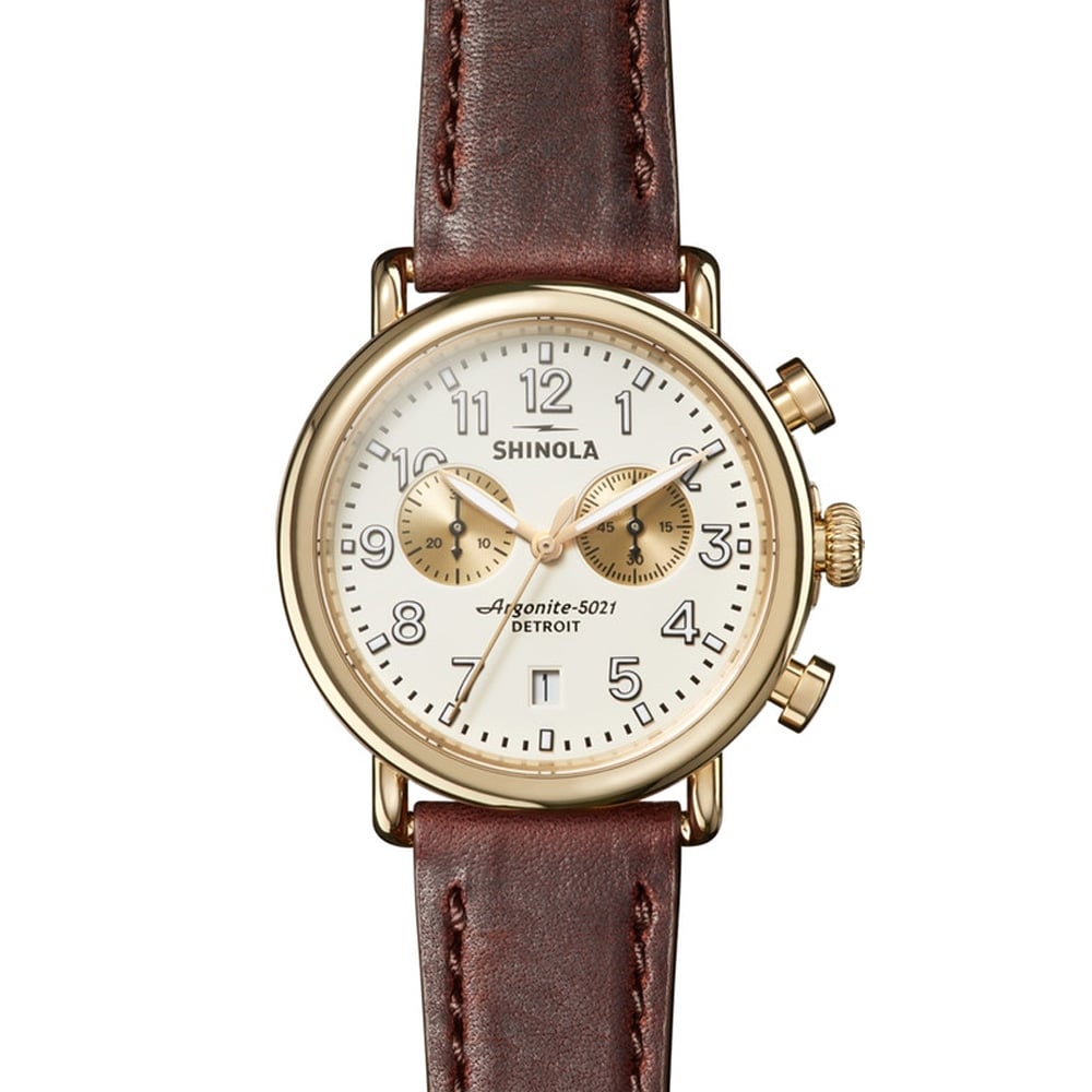 Shinola The Runwell Chrono Ivory Dial Cattail Leather Watch 41mm 1050$