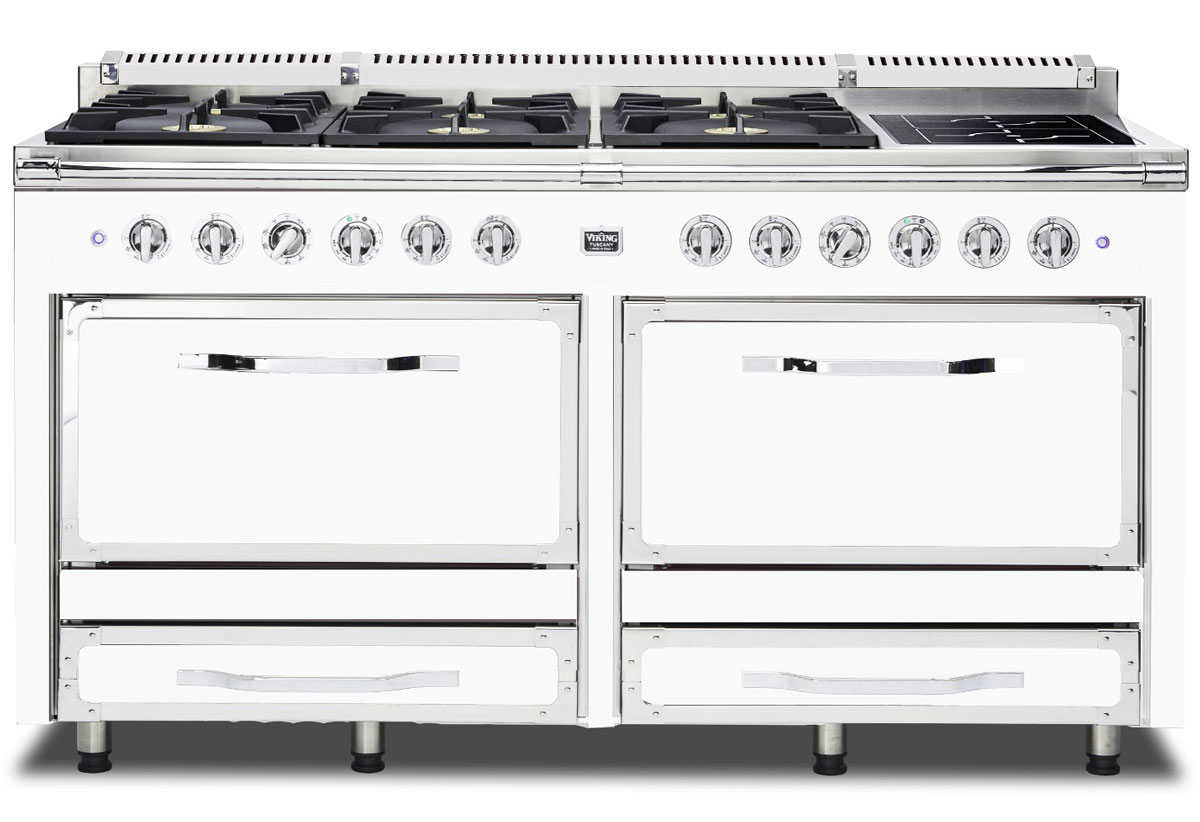Viking 66" Tuscany White Induction Dual Fuel Range - TVDR6606IAW