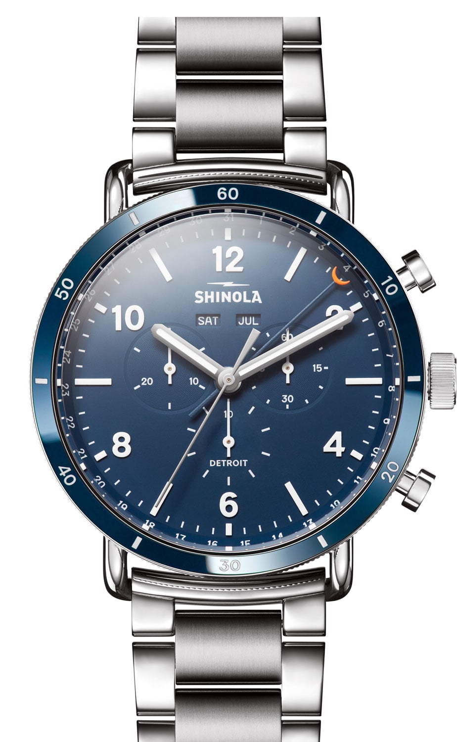 Shinola The Canfield Sport Blue Dial Stainless Steel Bracelet Watch 45mm 1450$