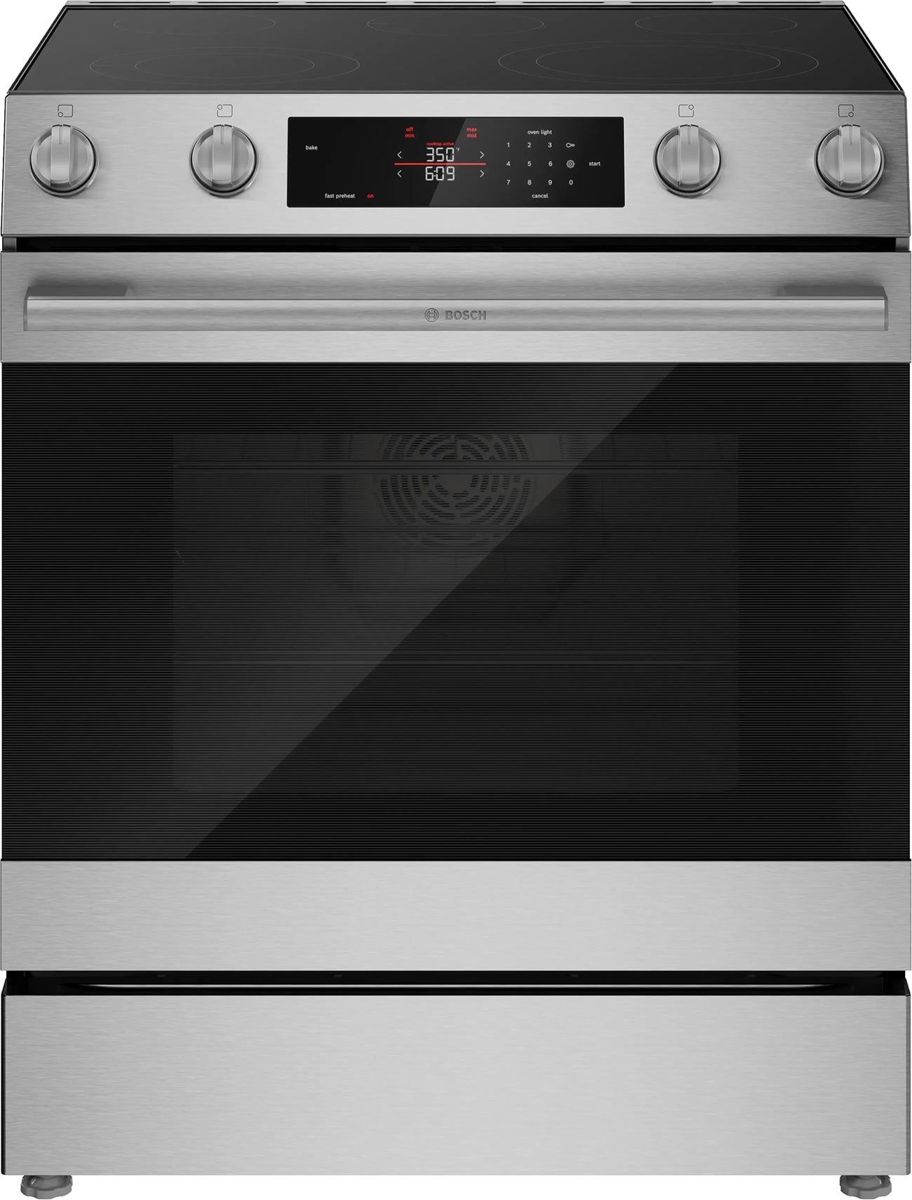 Bosch 300 Series Slide-In Electric Range 30-Inch Wide in Stainless Steel