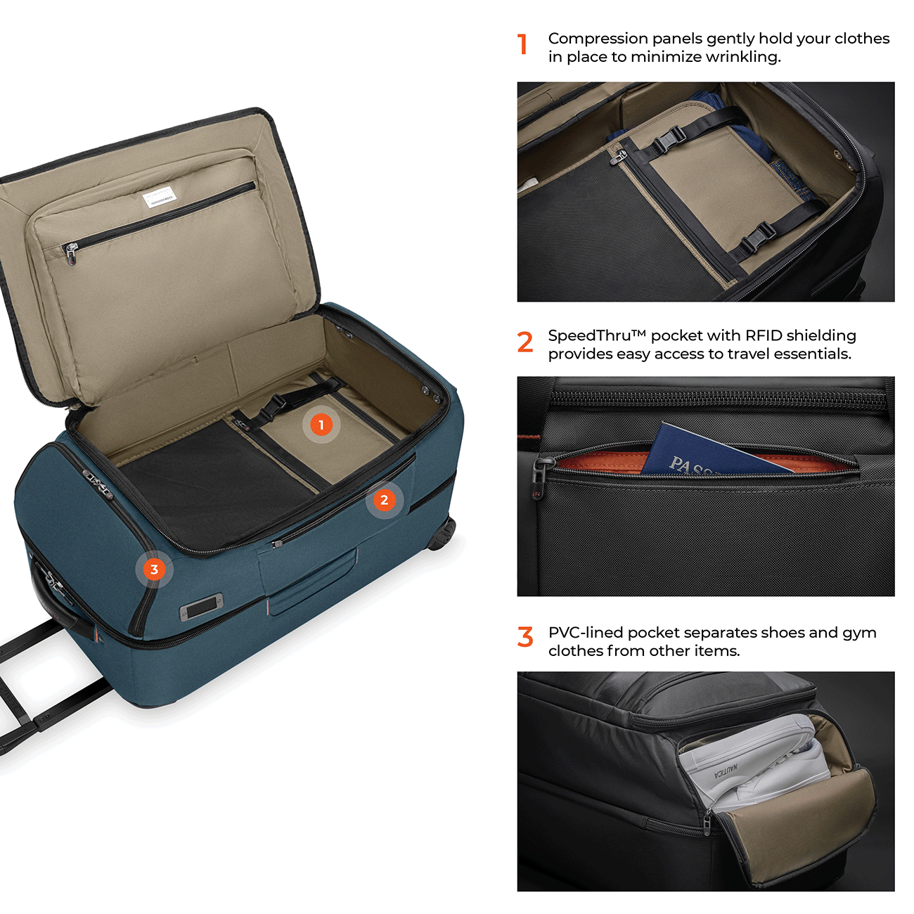 Briggs & Riley ZDX Medium 2-Wheel Duffle in Ocean - ZXUWD227-26