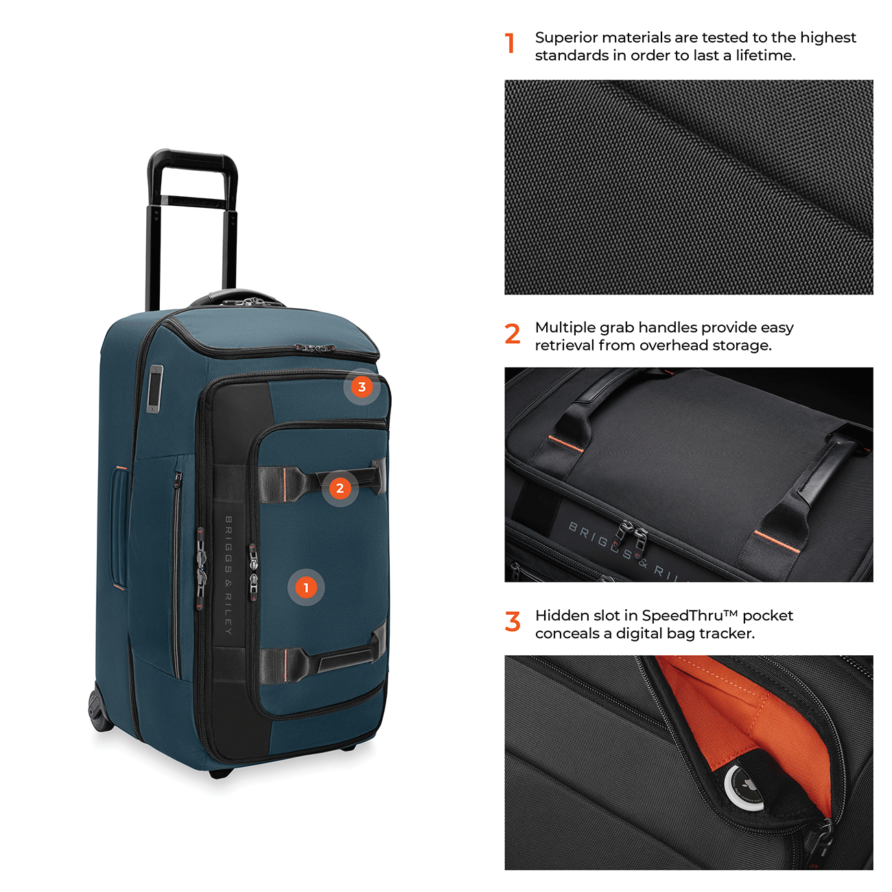 Briggs & Riley ZDX Medium 2-Wheel Duffle in Ocean - ZXUWD227-26
