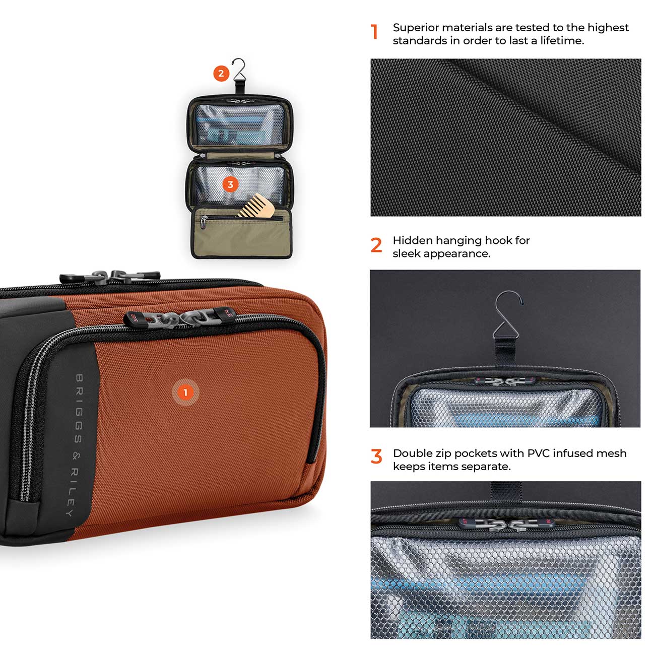 Briggs & Riley ZDX Hanging Toiletry Kit in Canyon - ZXA200-75