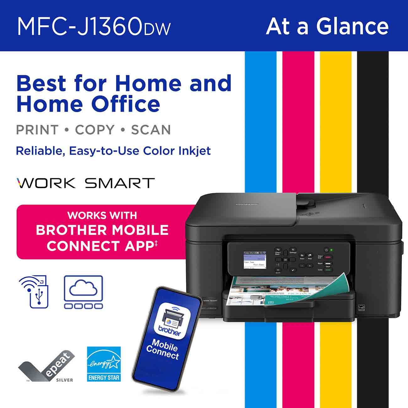 Brother Work Smart 1360 All-in-One Printer - MFCJ1360DW | Abt, image size:1300x1300
