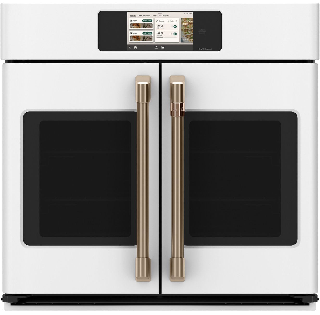 Cafe CTS90FP4ZW2 Professional Series 30 inch Smart Built-In Convection French Door Single Wall Oven with 5 cu. ft. Capacity, True European Convection with Direct Air, and Self-Clean with Steam Clean Option (Matte White)