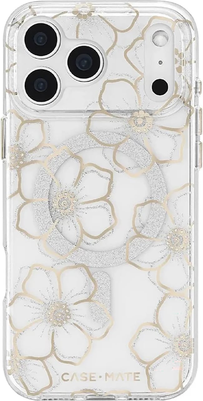 Case-Mate Floral Gems MagSafe Case Compatible with Apple iPhone 18 Pro and iPhone 17 Pro - Gold