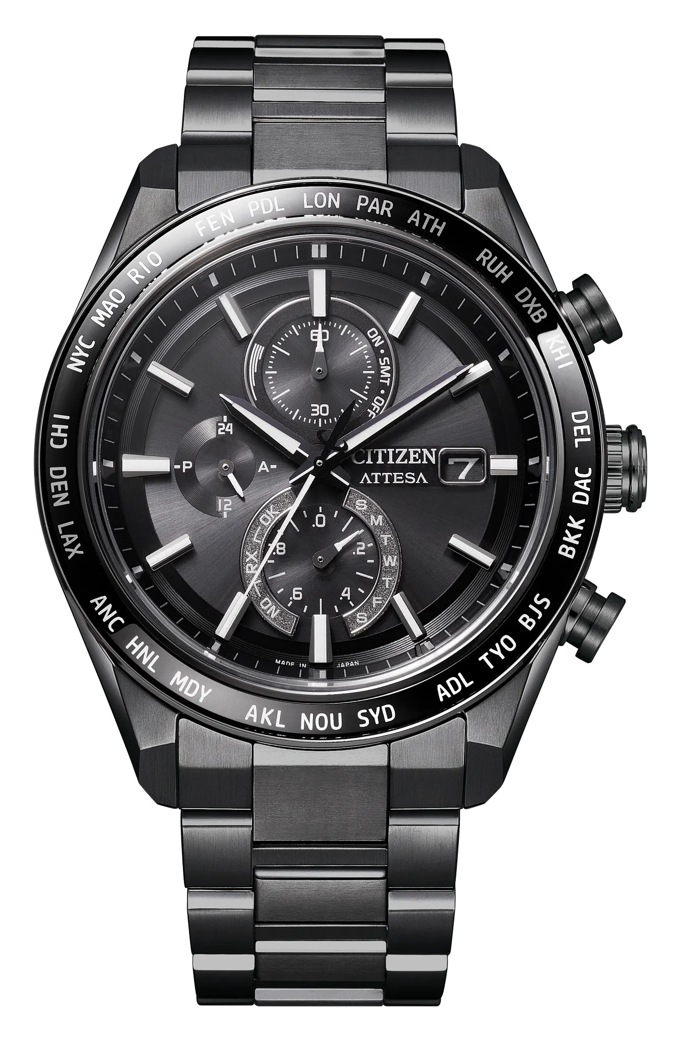 Citizen Attesa Chronograph Watch 42mm w Black Dial - AT8294-59E
