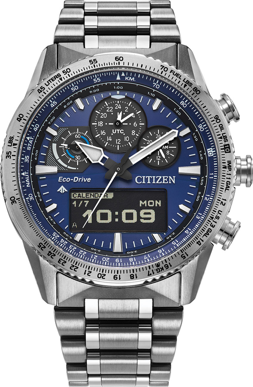 Citizen Men's Promaster Skyhawk U830 Analog-Digital Silver-Tone Stainless Steel Bracelet Watch 43mm - Silver-tone