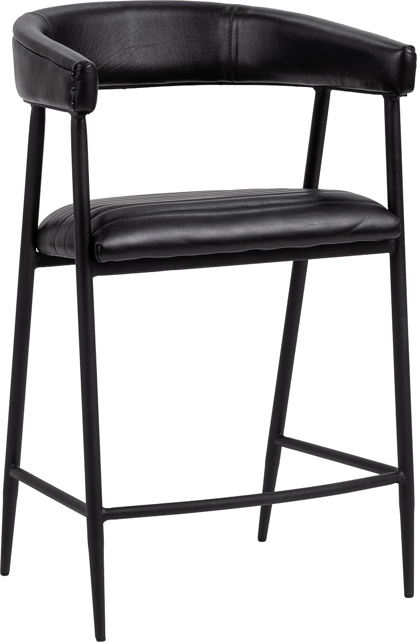 ブラックレザー タフテッドチェア Classic Home Preston Counter Stool Leather - CH-53001986