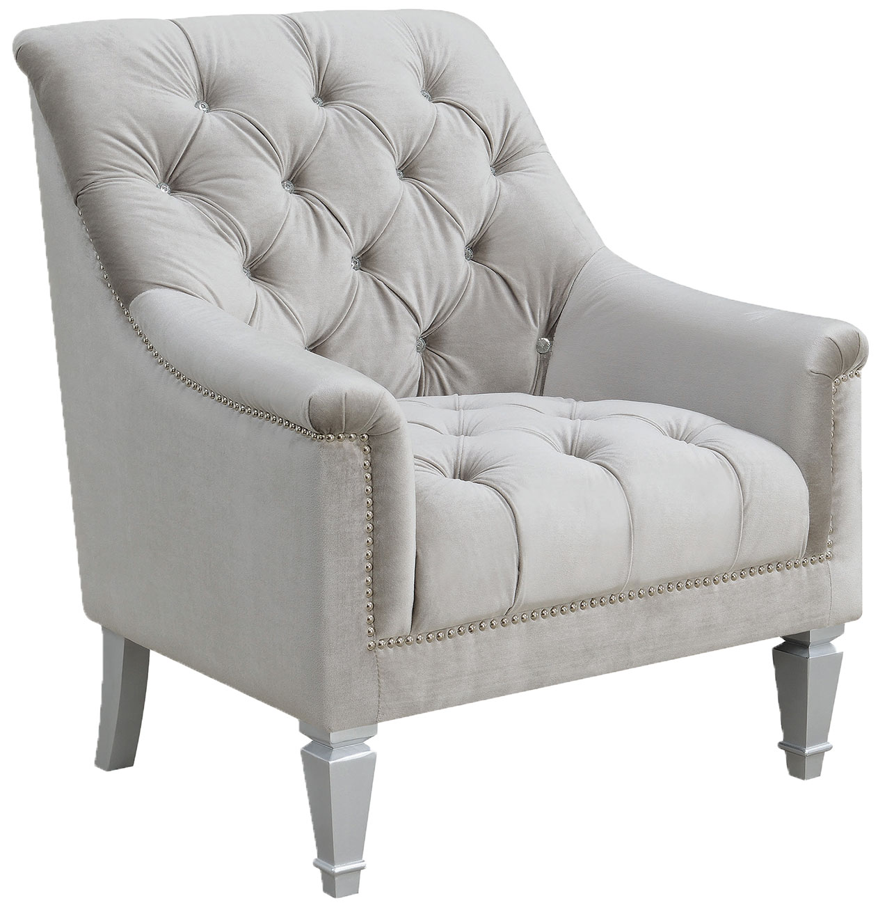 Coaster Furniture Avonlea Sloped Arm Tufted Chair in Grey 508463