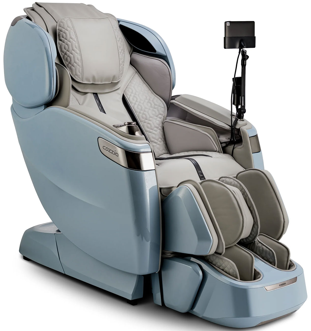 Cozzia Qi XE Pro Duo Massage Chair in Silver | Light Blue - CZ-718