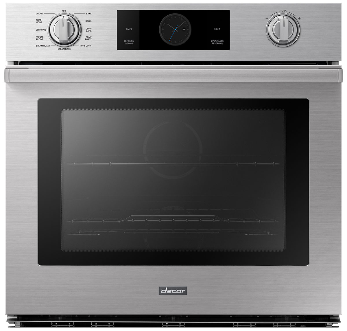 Dacor Transitional 30-Inch Single Wall Oven with Steam in Silver Stainless Steel