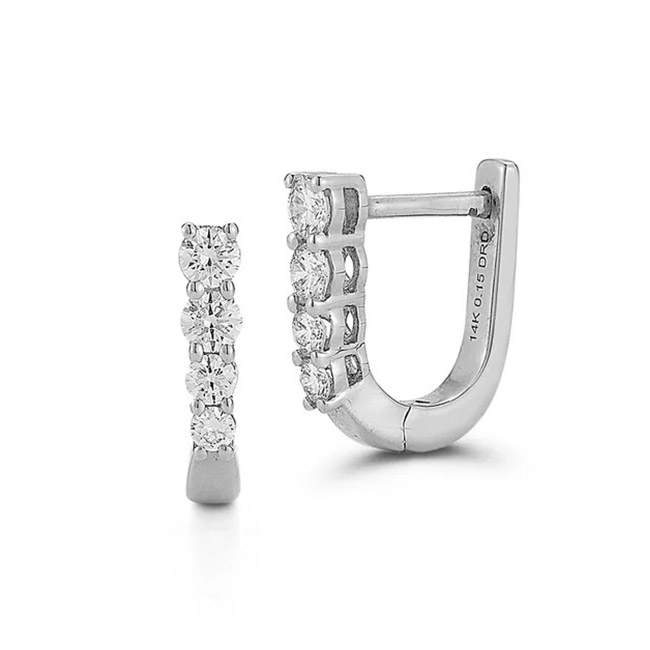 Dana Rebecca Designs Ava Bea Mini Graduating U Hoops in 14K White Gold 1935$