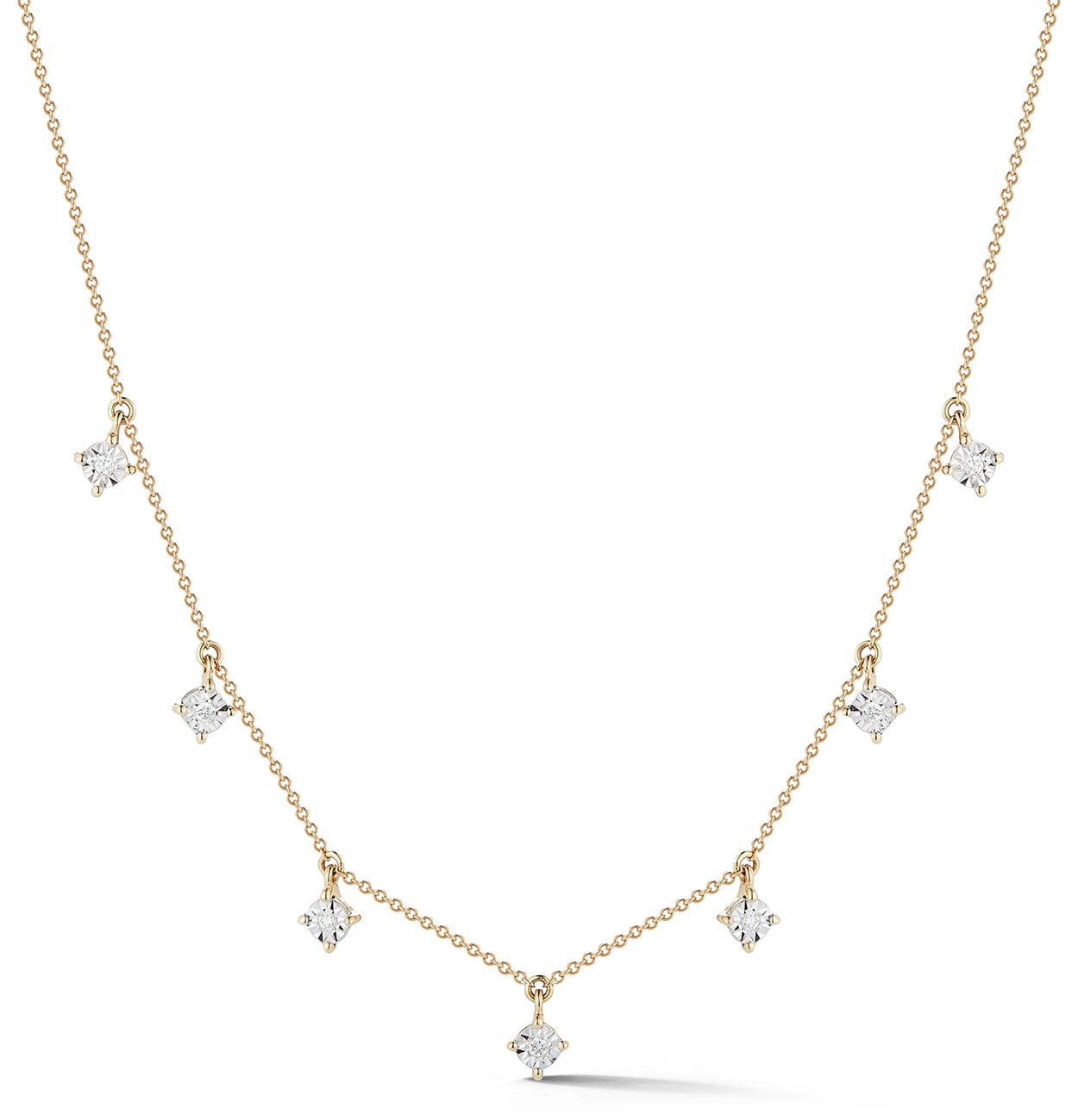 Dana Rebecca Designs Ava Bea Station Necklace 16" - 18" in 14K White | Yellow Gold