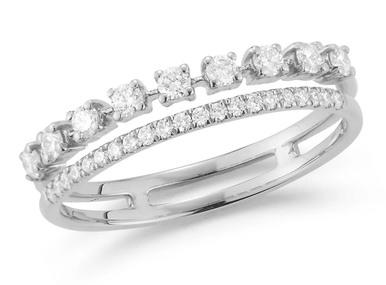 Dana Rebecca Designs Ava Bea Double Row Ring Size 65 - in 14K White Gold 1595$