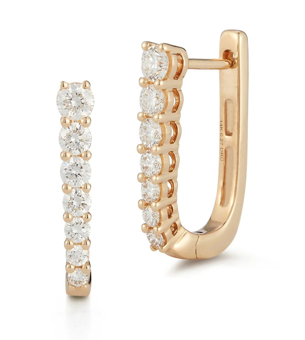 Dana Rebecca Designs Ava Bea Graduating U Hoops in 14K Yellow Gold