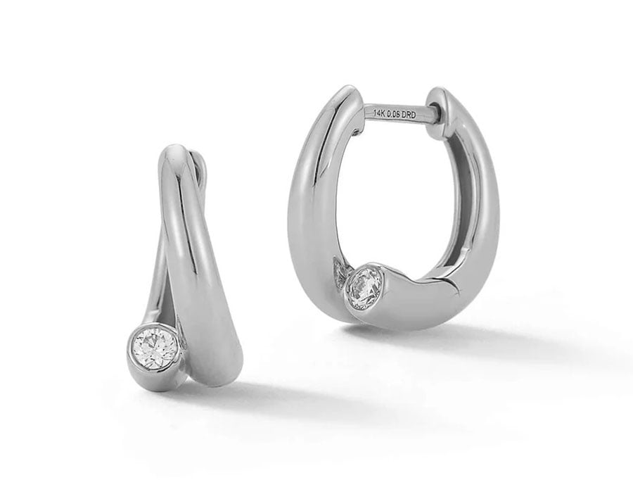 Dana Rebecca Designs Taylor Elaine Bypass Hoops in 14K White Gold 1995$