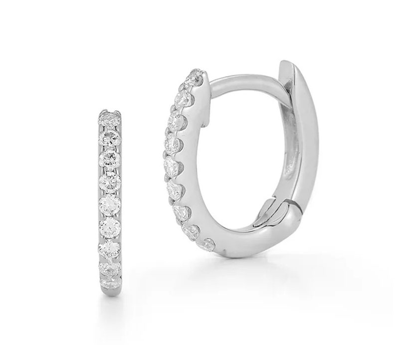 Dana Rebecca Designs DRD Huggies in 14K White Gold