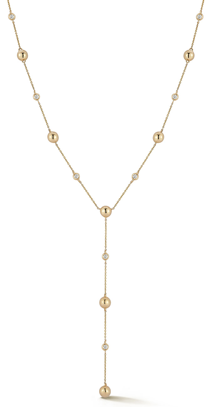 Dana Rebecca Designs Poppy Rae Pebble Lariat Necklace 18 and 20 in 14K Yellow Gold 2995$