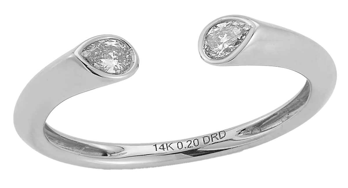 Dana Rebecca Designs Taylor Elaine Inlay Pear Ring, Size 6.5 - in 14K White Gold
