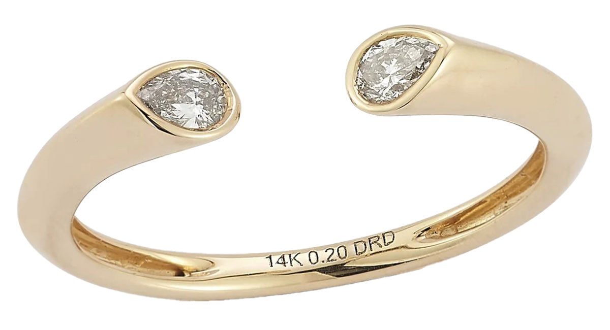 Dana Rebecca Designs Taylor Elaine Inlay Pear Ring, Size 6 - in 14K Yellow Gold