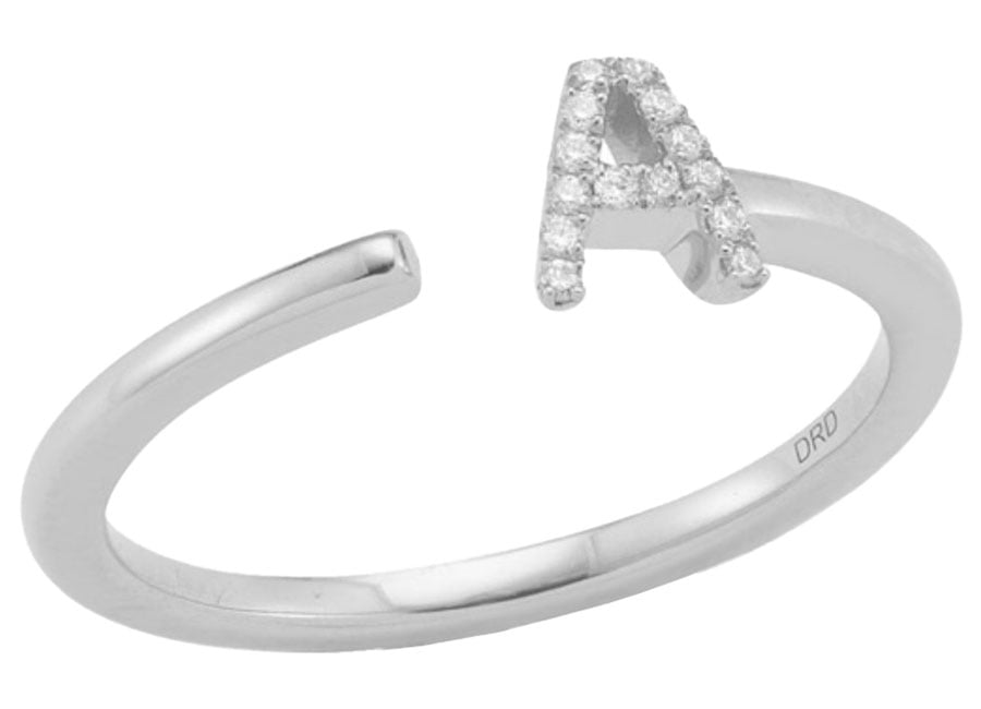 Dana Rebecca Designs DRD Single Initial A Ring Size 6 in 14K White Gold 795$