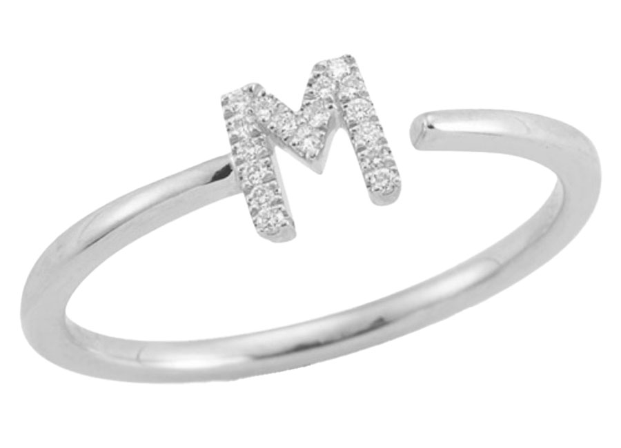 Dana Rebecca Designs DRD Single Initial M Ring Size 7 in 14K White Gold 795$