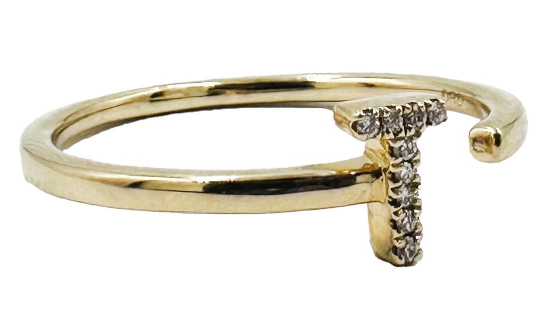 Dana Rebecca Designs DRD Single Initial T Ring Size 65 in 14K Yellow Gold 795$