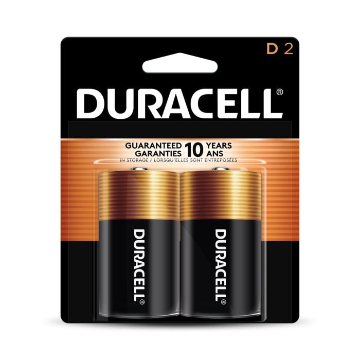 Duracell Coppertop D Alkaline Battery 2 Pack